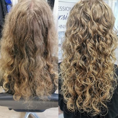 Vorher-Nachher Ergebnis aus dem Salon Friseursalon Um Haaresbreite