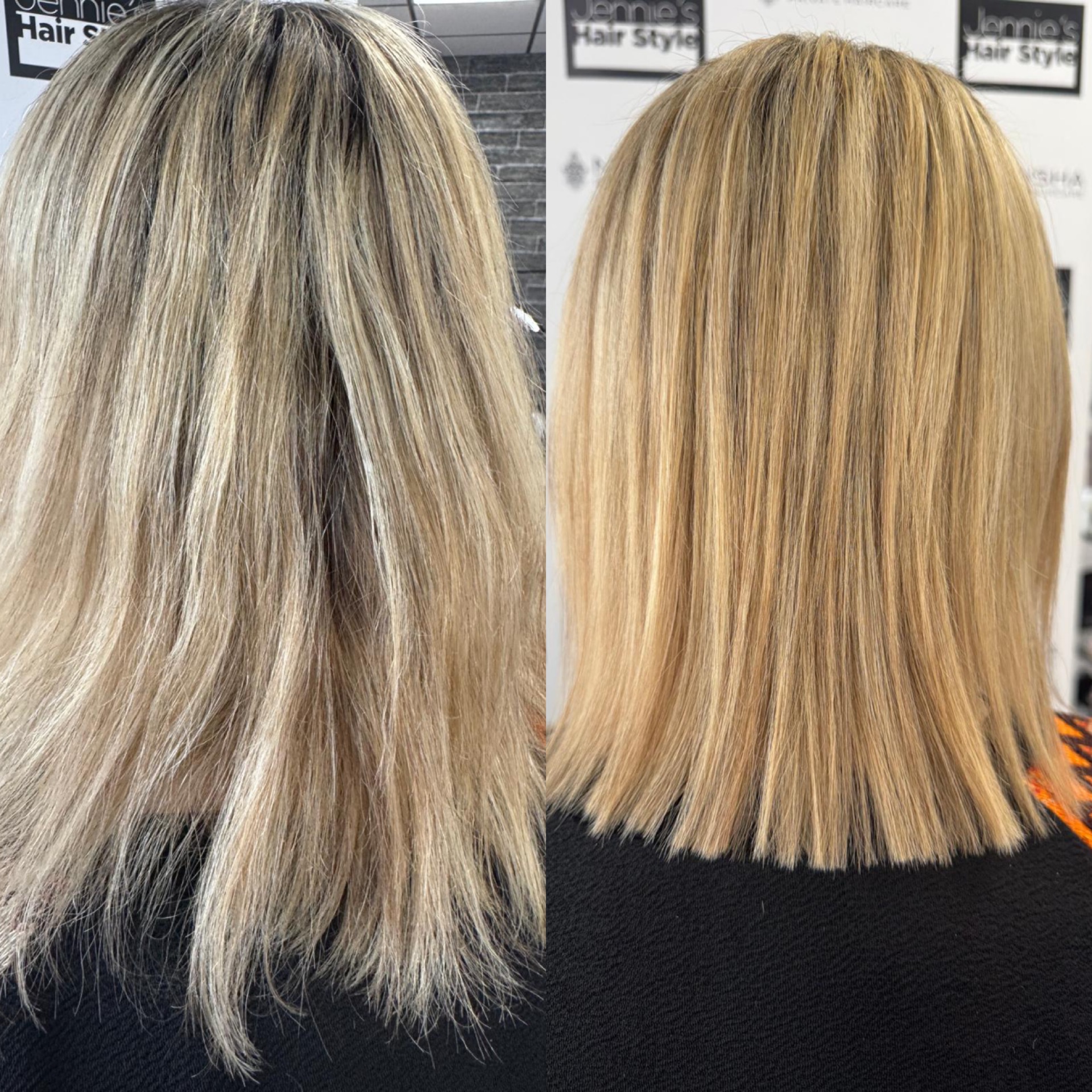 Vorher-Nachher Ergebnis aus dem Salon Jennie's hair style Dortmund
