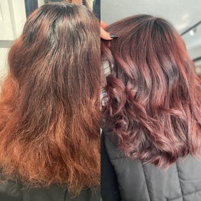 Vorher-Nachher Ergebnis aus dem Salon Niki Prasidou, HairLounge