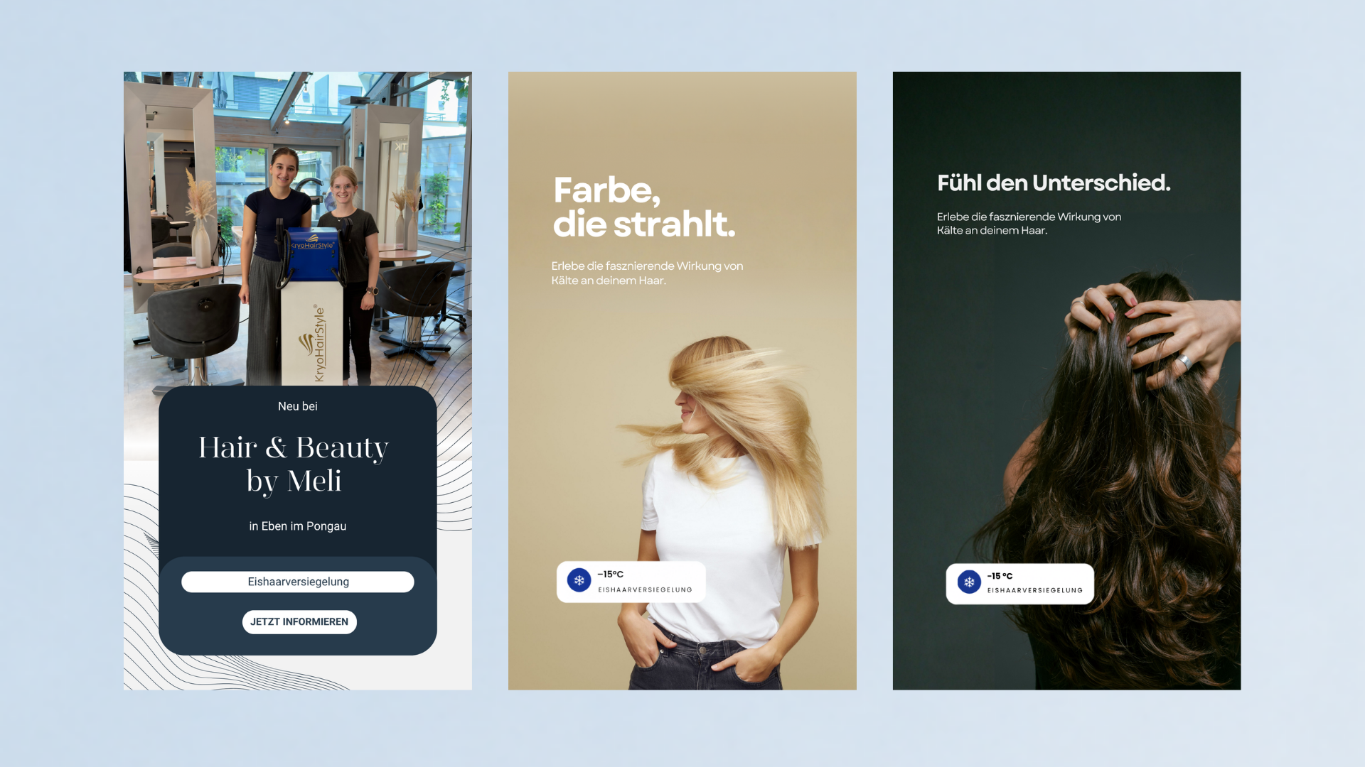 Beispiele aus dem KryoHairStyle Social-Media-Werbepaket