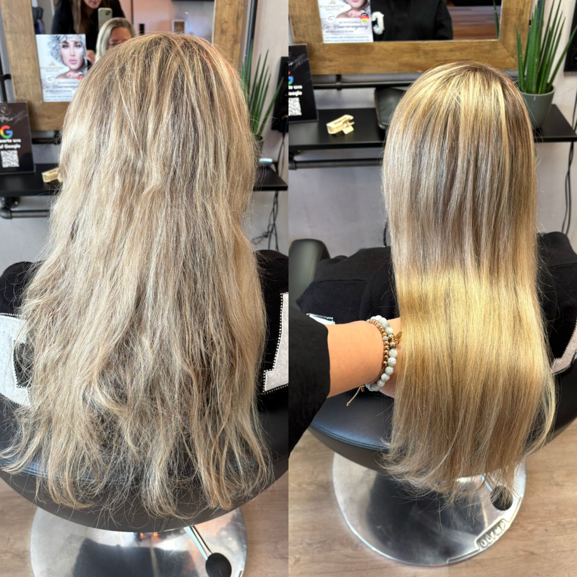 Vorher-Nachher Ergebnis aus dem Salon Home of Hair by Doreen
